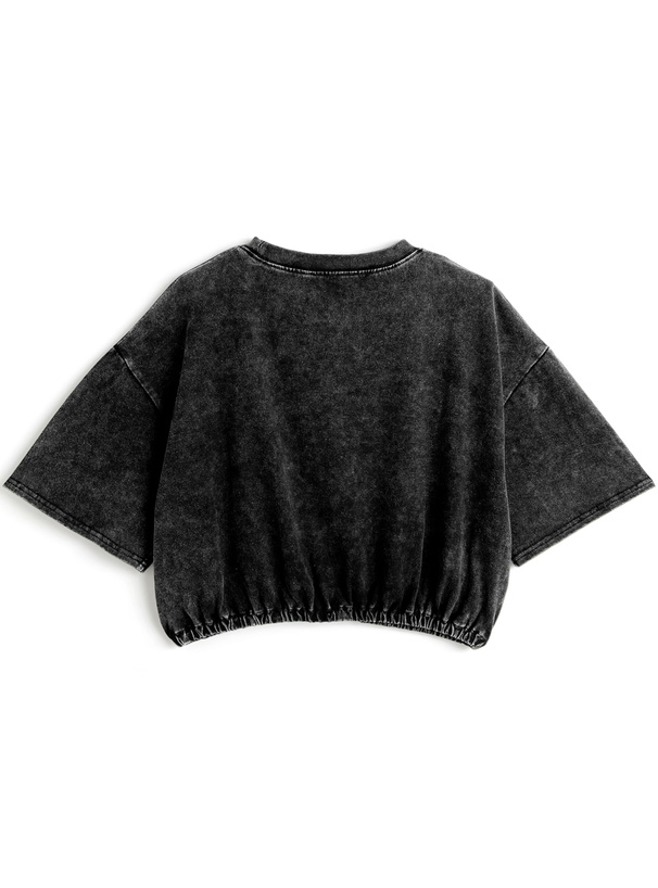 ピグメントショート丈プリントTシャツ