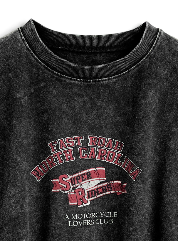ピグメントショート丈プリントTシャツ