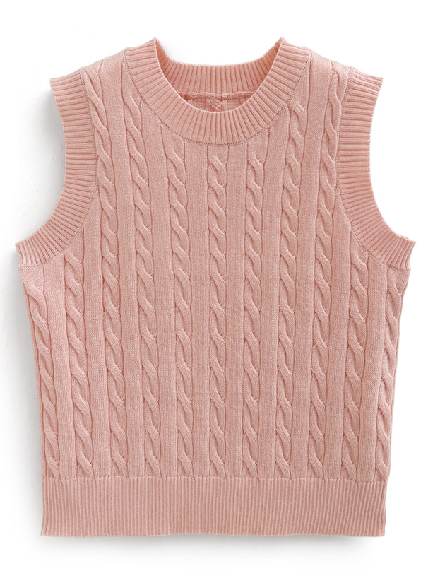 ケーブル編みノースリーブニットトップス
