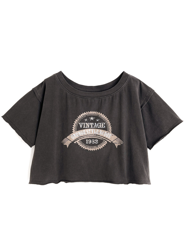 2Wayピグメントロゴクロップド丈Tシャツ