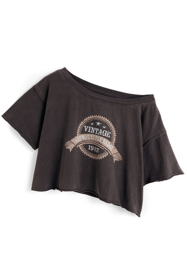 2Wayピグメントロゴクロップド丈Tシャツ
