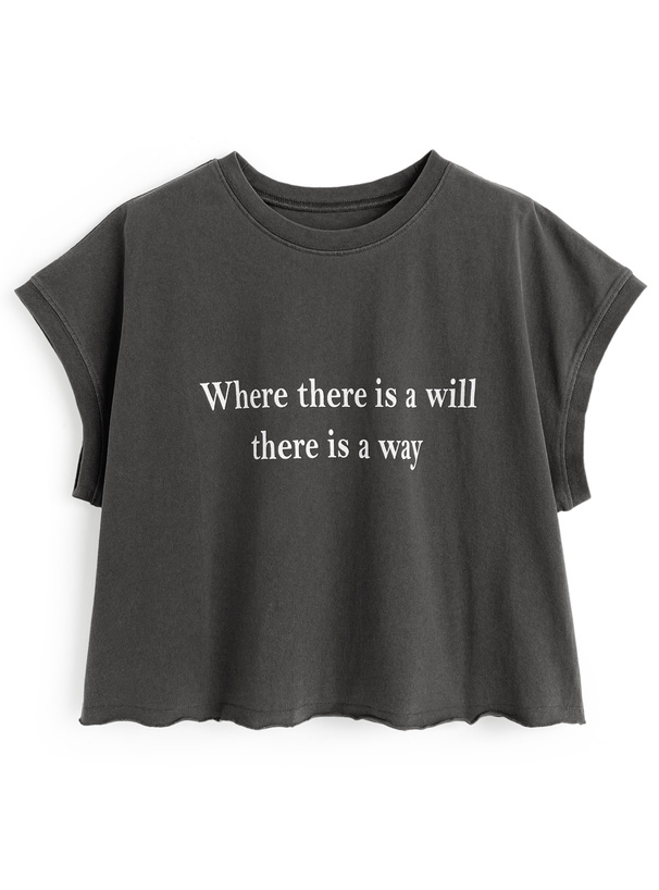 ピグメントロゴプリントショート丈Tシャツ