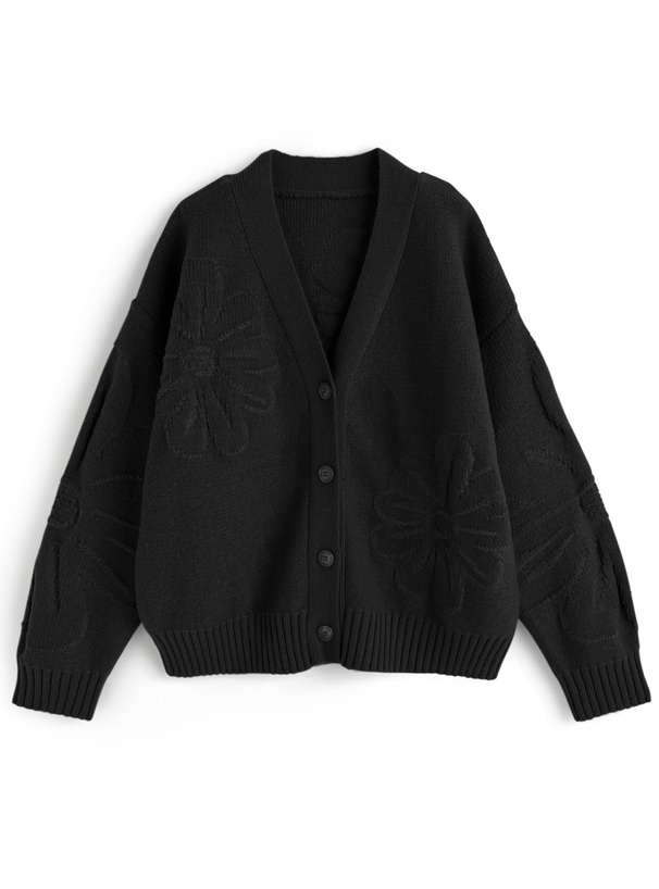 フラワージャガードニットカーディガン