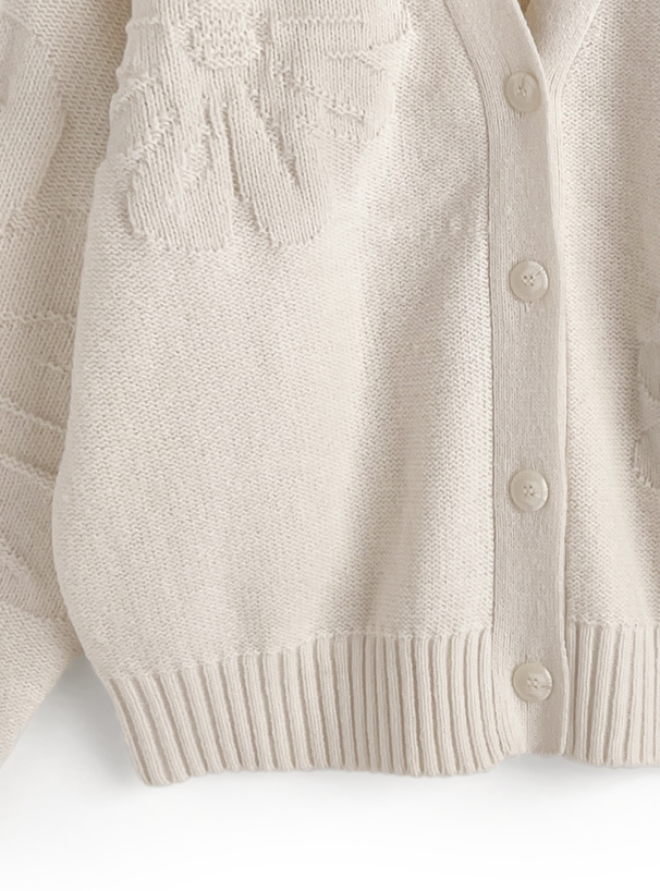 フラワージャガードニットカーディガン