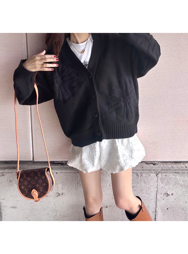 フラワージャガードニットカーディガン