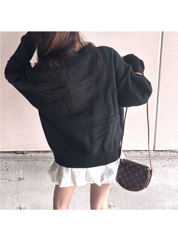 フラワージャガードニットカーディガン