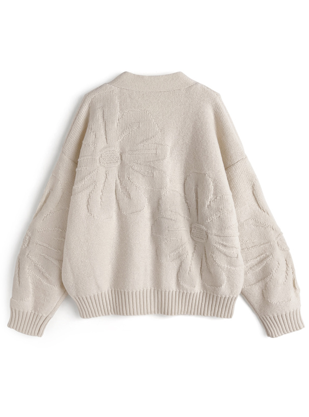 フラワージャガードニットカーディガン