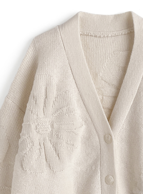 フラワージャガードニットカーディガン