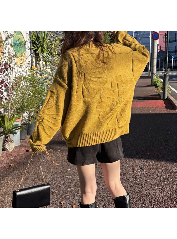 フラワージャガードニットトップス[kz673] | レディースファッション