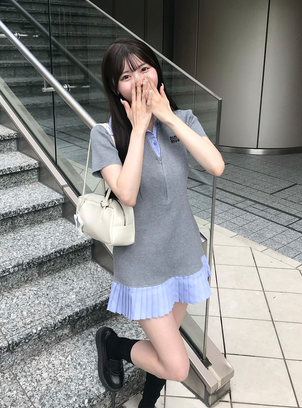 襟付プリーツニットミニワンピース