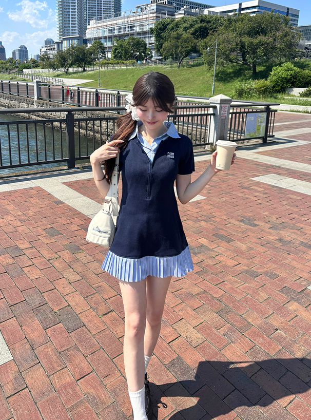 即購可NODRESS ストライプ柄パフスリーブミニワンピースy2k 完売品　レア 即購可NODRESS ストライプ柄パフスリーブミニワンピースy2k 完売