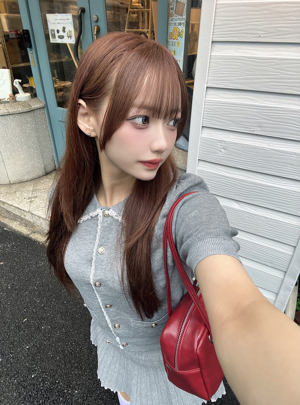 レーストップス×プリーツミニスカートニットセットアップ