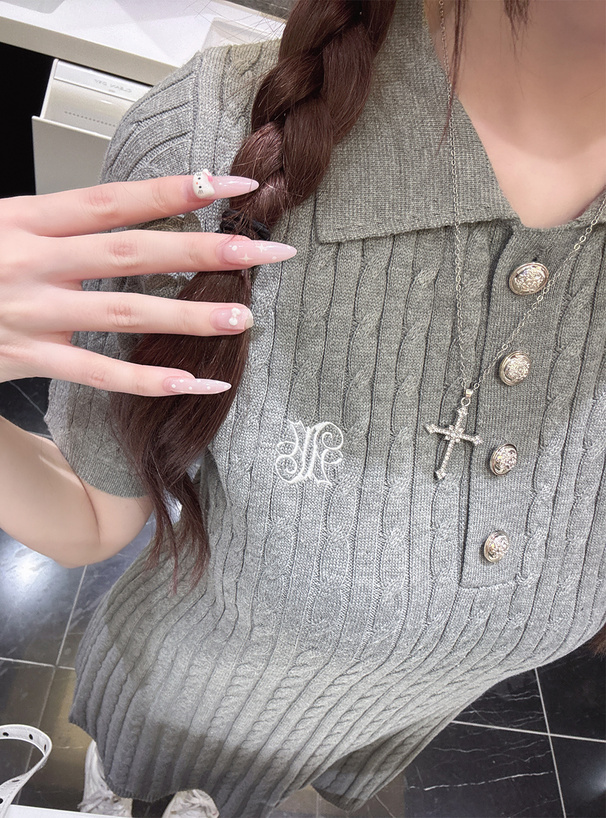 関税/送料込◆*courreges*ピケ ミニ ポロワンピース セール】ロゴ刺繍ミニポロワンピース（ワンピース）｜Louere