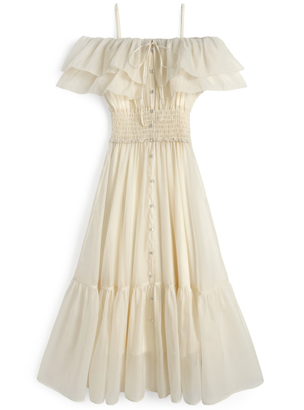 ぺチコート付き2Wayシアーロングワンピース