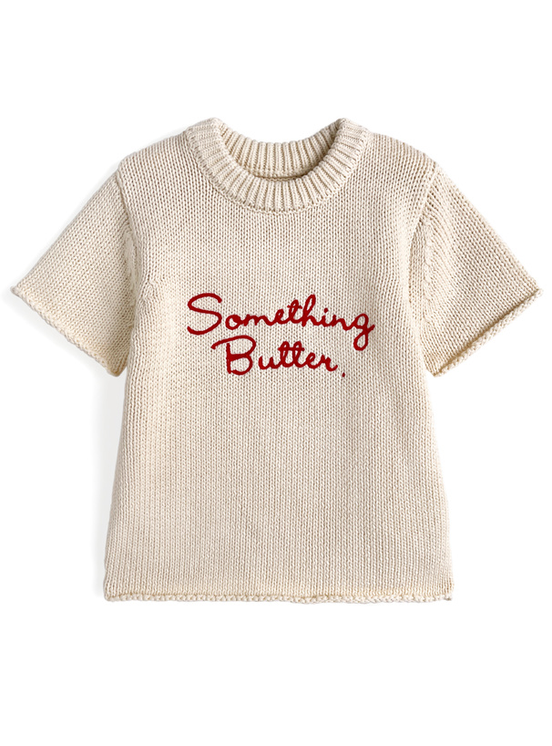 ロゴ刺繍ニットトップス