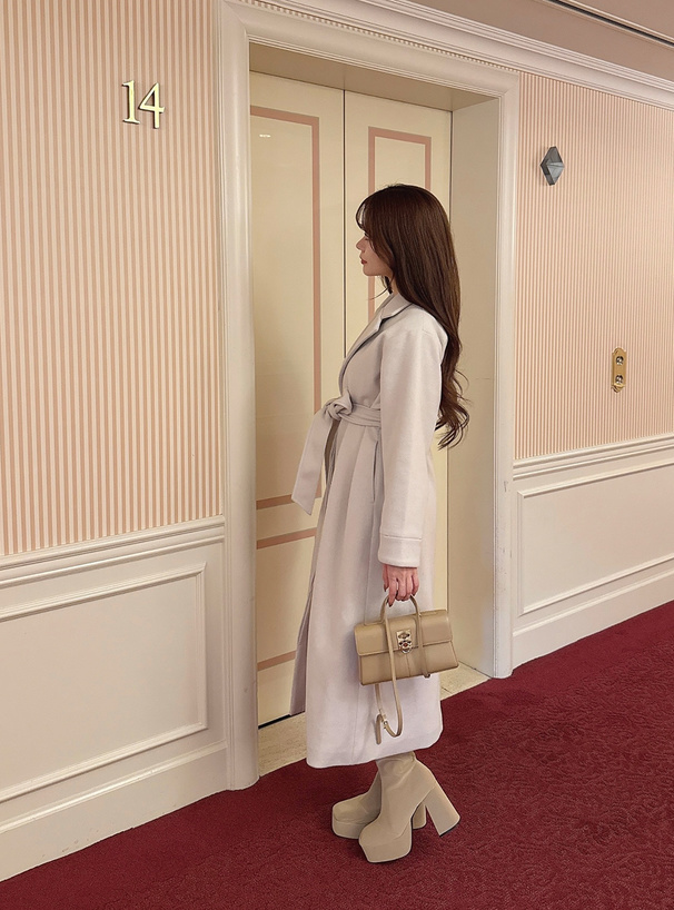 リボンベルト付きファーガウンコート[kz696] | レディースファッション