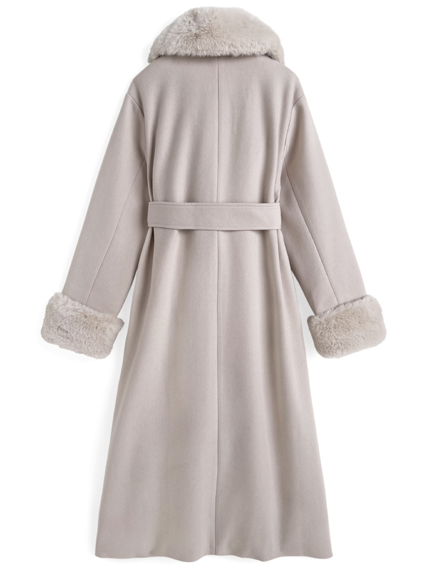 リボンベルト付きファーガウンコート[kz696] | レディースファッション