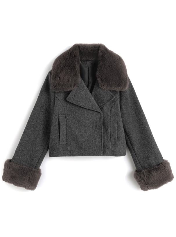 ファー付きショート丈コート[kz698] | レディースファッション通販の