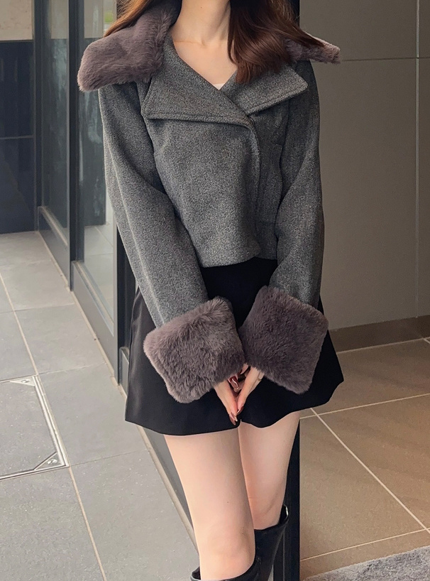 ファー付きショート丈コート[kz698] | レディースファッション