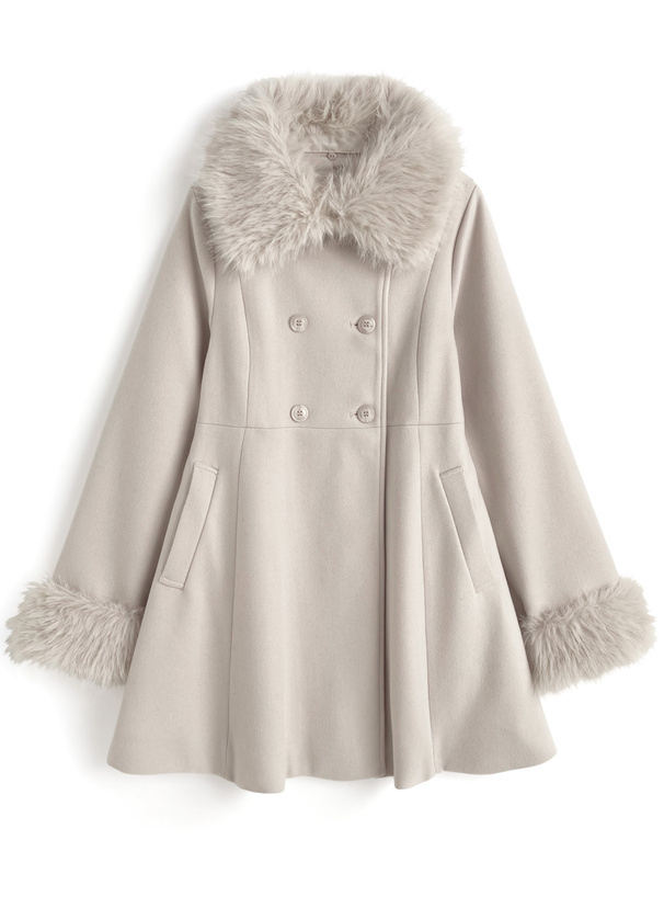 ボディドレッシングdeluxe★フレアー袖ファーコート➕シーバイクロエカットソー 三上悠亜 リボンベルトファーティペット付フレアコート[k9335f