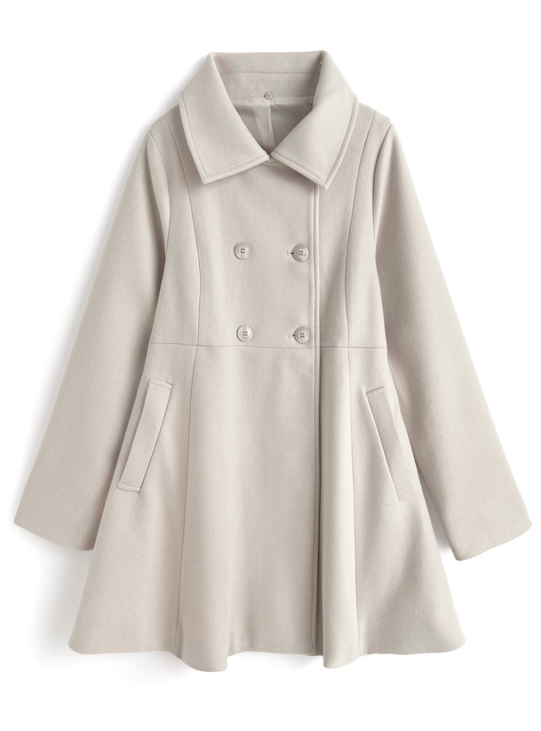 ファーティペット&リボンベルト付きフレアコート[kz699] | レディース