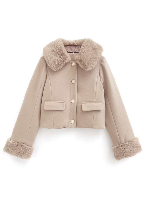 ビジューボタンファーショート丈コート[kz700] | レディース