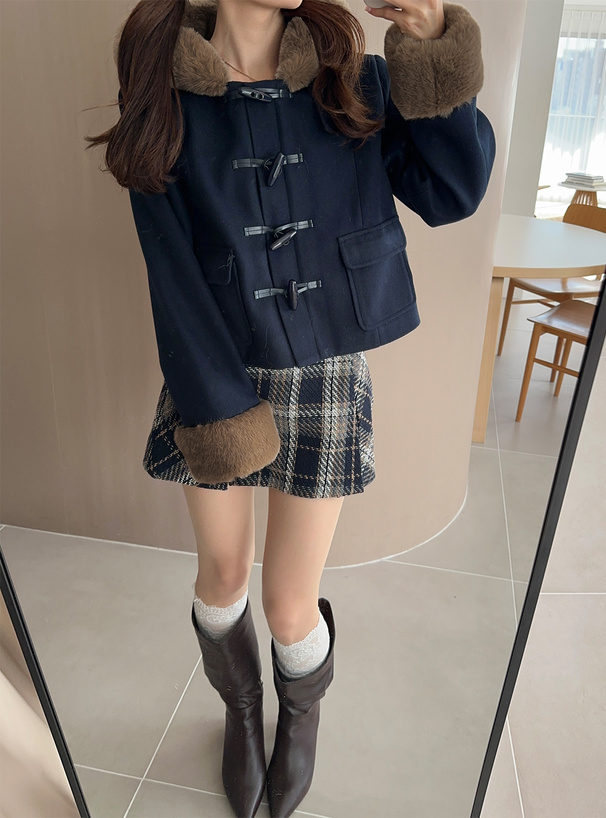 ファーショート丈ダッフルコート[kz701] | レディースファッション通販