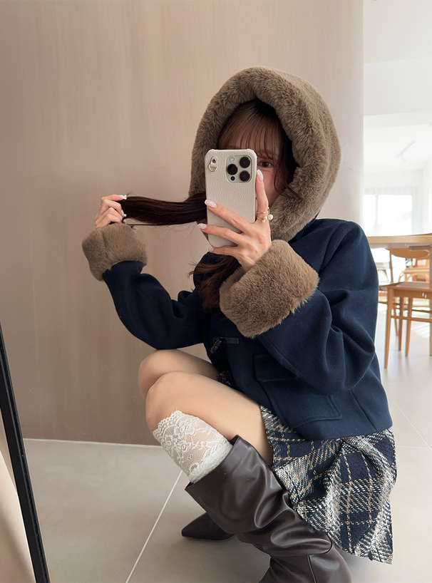 ファーショート丈ダッフルコート[kz701] | レディースファッション通販