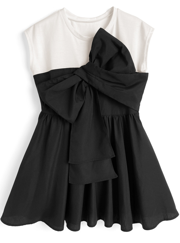 ビッグリボンフレンチスリーブフレアトップス[kz703]