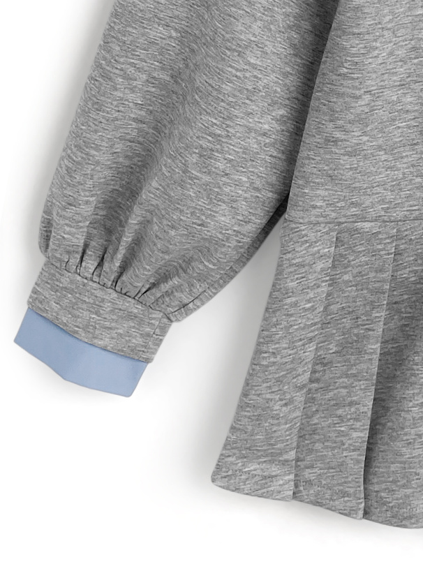 襟付きシャツレイヤード風プリーツワンピース