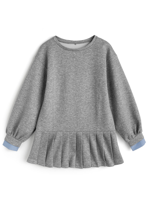 襟付きシャツレイヤード風プリーツワンピース