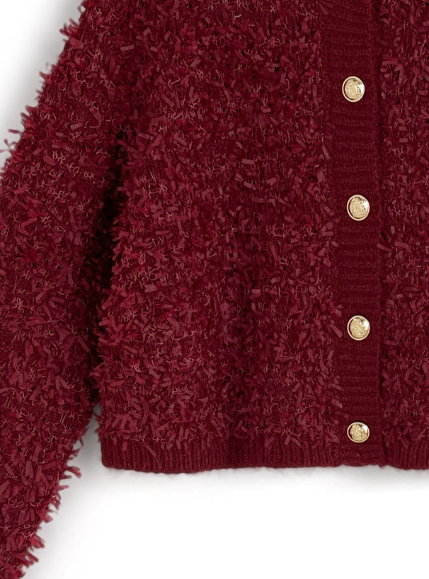 ゴールドボタンチュールヤーンニットカーディガン