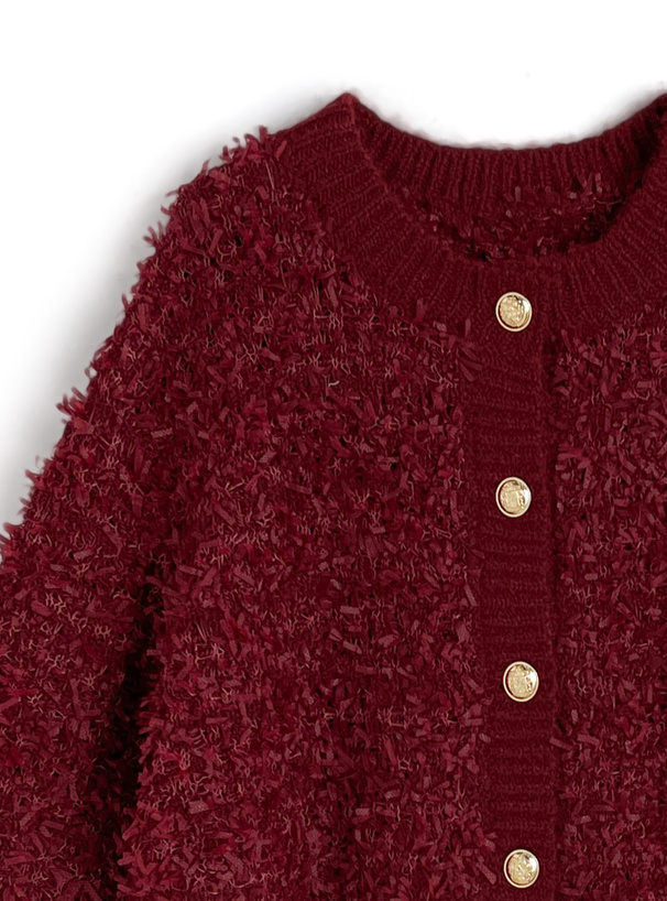 ゴールドボタンチュールヤーンニットカーディガン