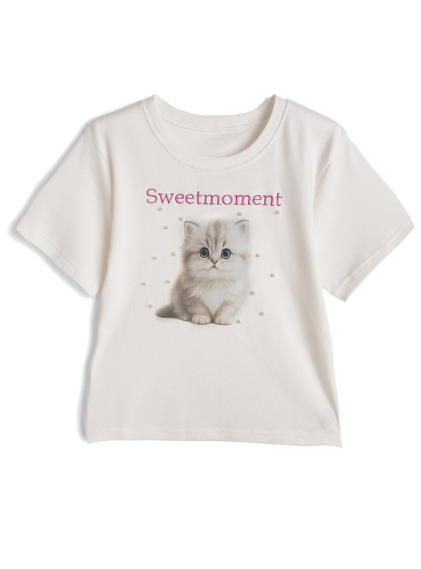 キャットプリントパールTシャツ