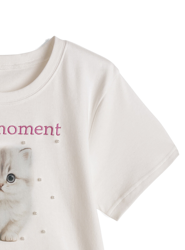 キャットプリントパールTシャツ