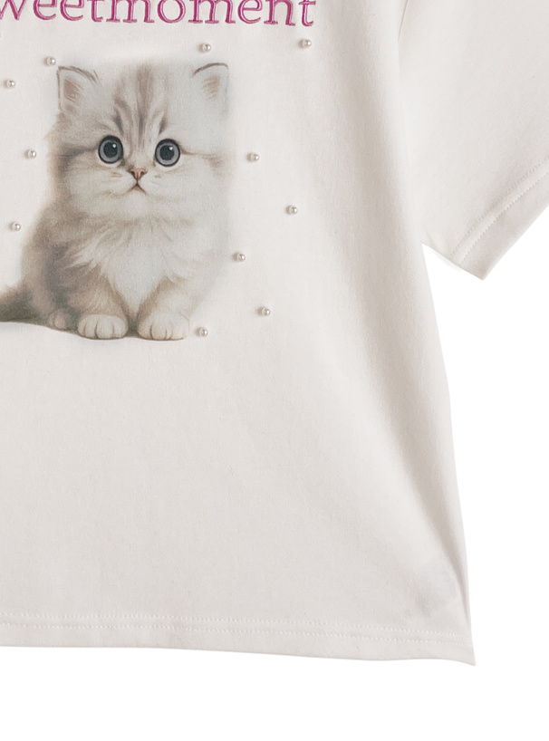 キャットプリントパールTシャツ