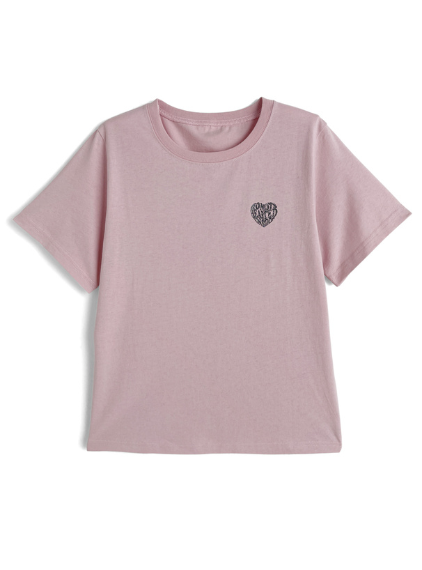 ラメレオパードハートロゴプリントTシャツ