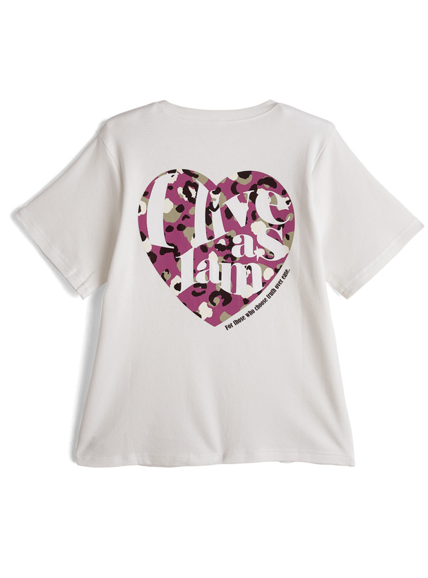 カモフラージュ柄ハートロゴプリントTシャツ