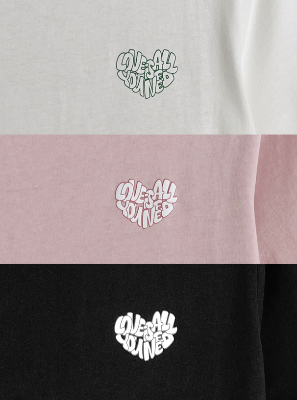 発泡ハートロゴプリントTシャツ