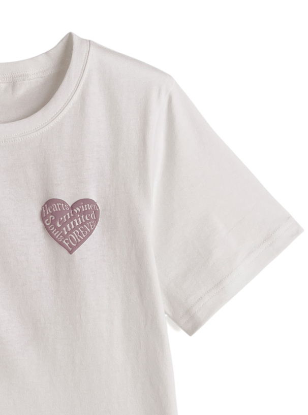 発泡ハートロゴプリントTシャツ