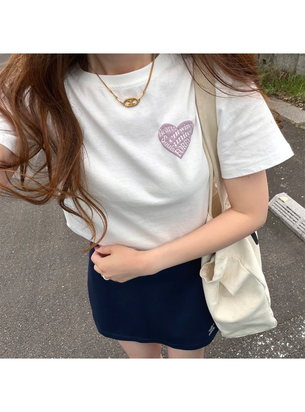 発泡ハートロゴプリントTシャツ