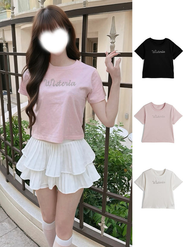 ラインストーンロゴTシャツ