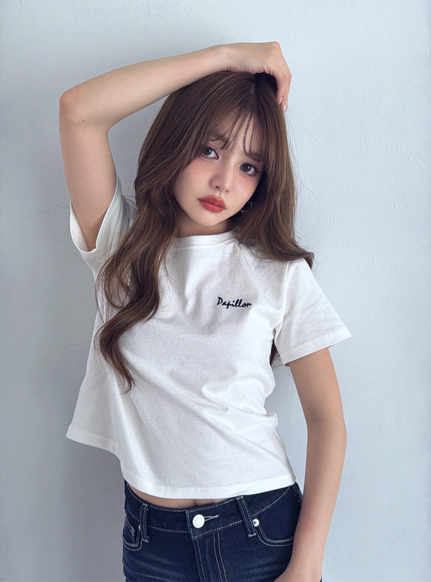 バックラインストーンロゴTシャツ