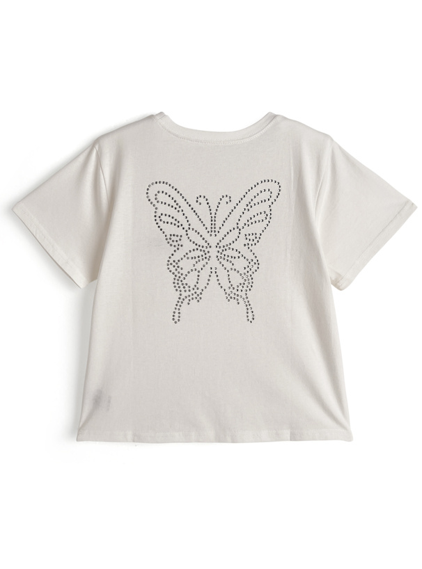 バックラインストーンロゴTシャツ