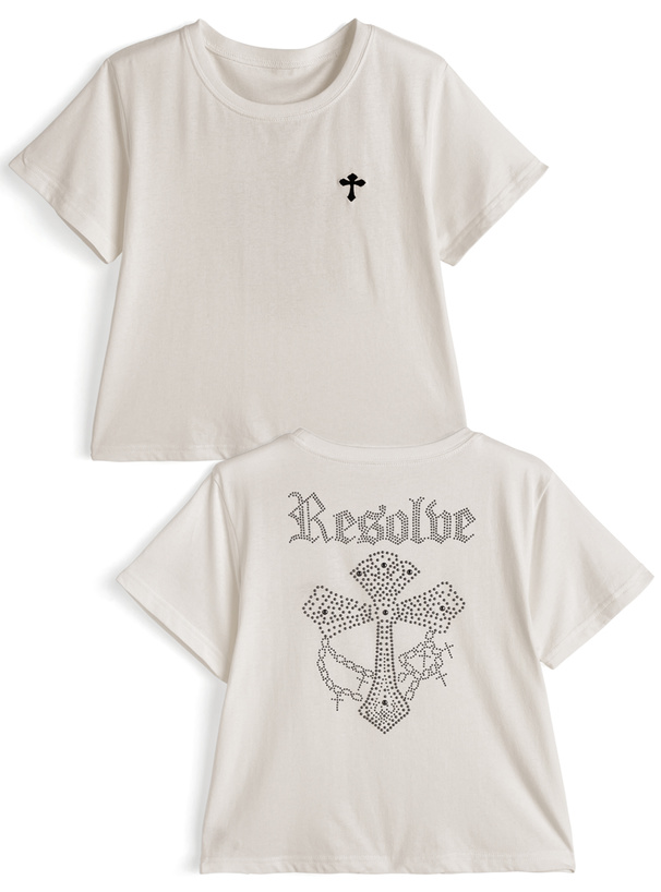 バッククロススタッズロゴTシャツ