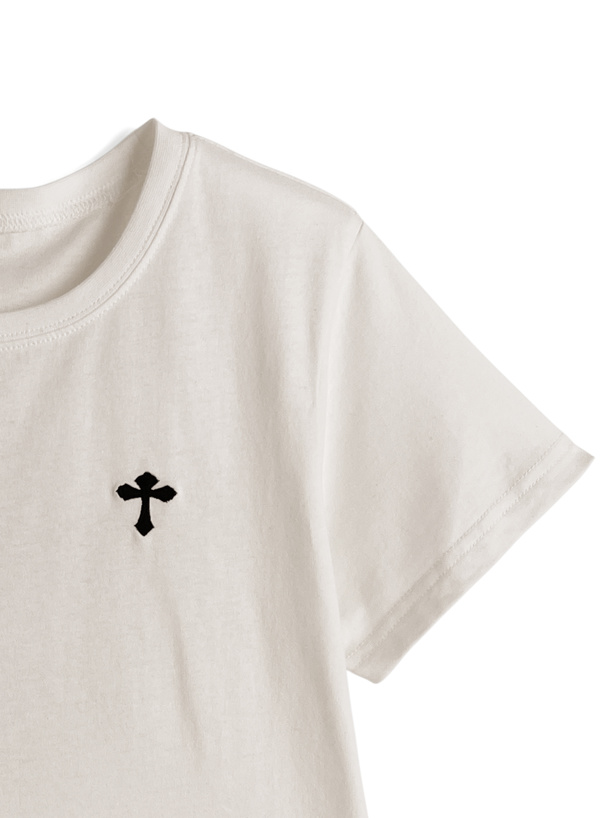 バッククロススタッズロゴTシャツ