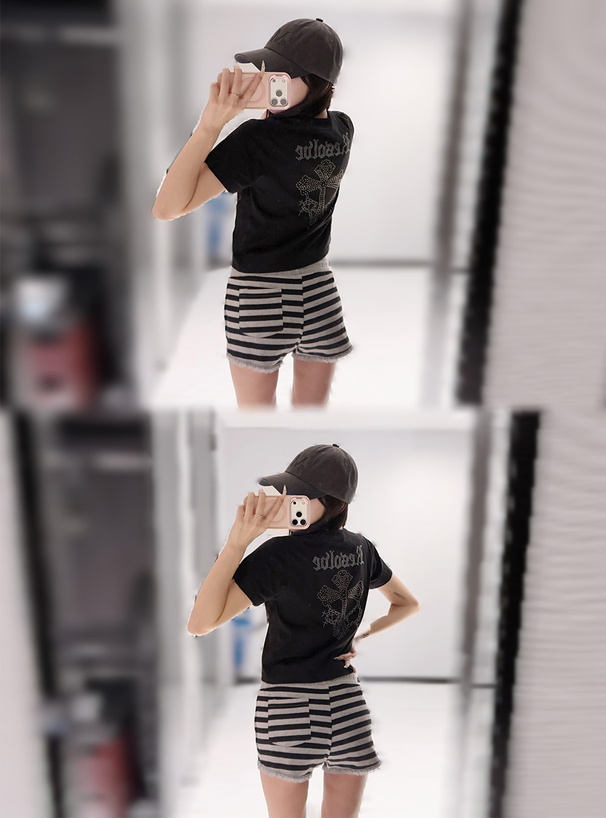 バッククロススタッズロゴTシャツ