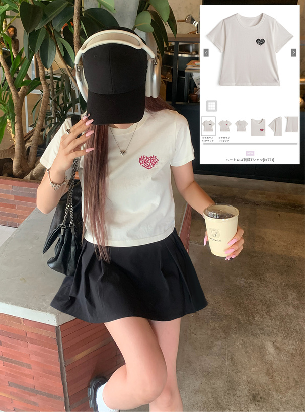 ハートロゴ刺繍Tシャツ
