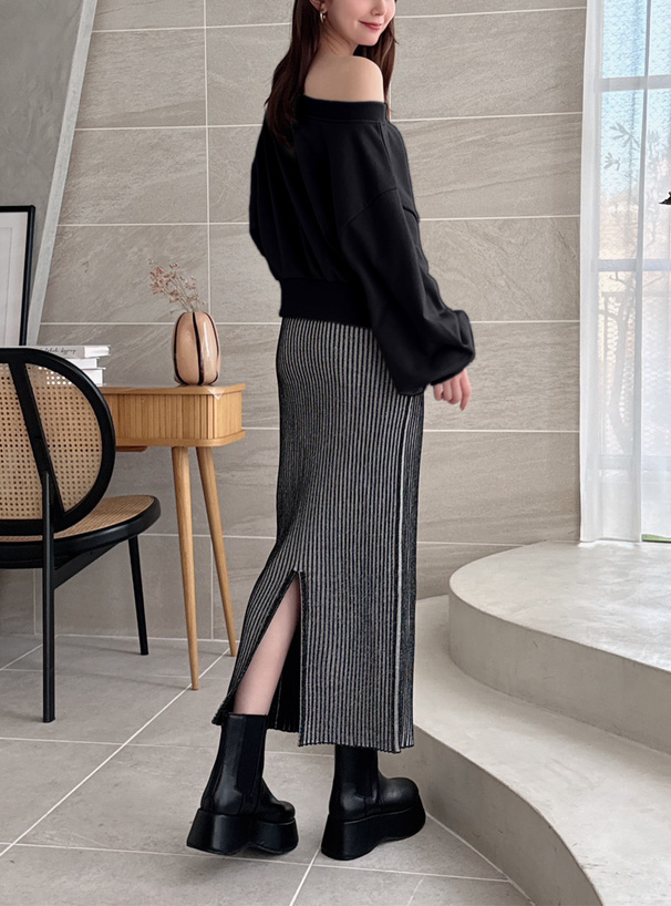 良品ニットタイトスカート ストライプ柄ニットタイトスカート[lt08] | レディースファッション