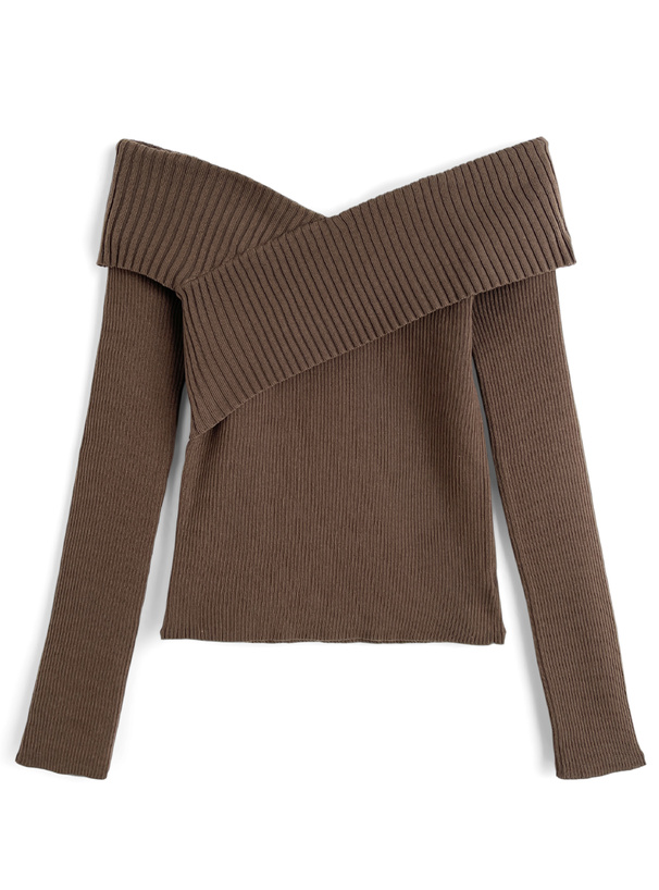 2Wayベルトホルターネックオフショルダーニットトップス